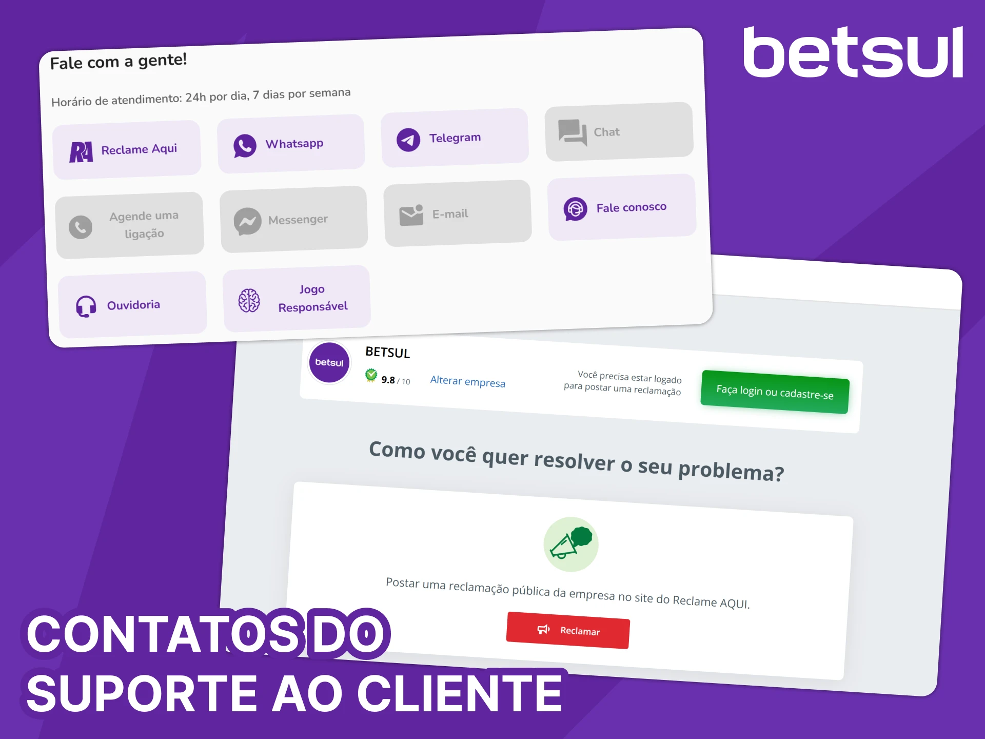 Para dúvidas sobre depósitos, entre em contato com a equipe de suporte da Betsul a qualquer momento.