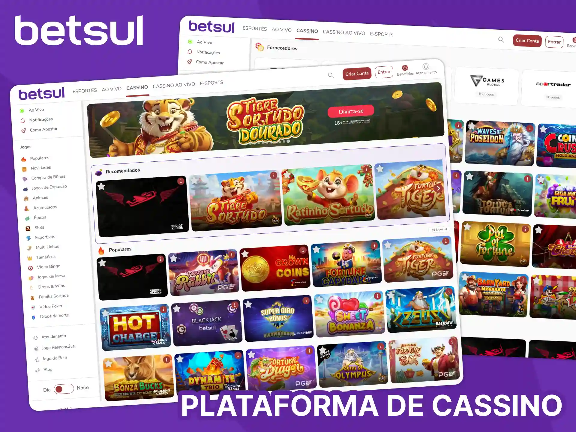 Jogue diversos jogos de cassino diferentes no Betsul Brasil.