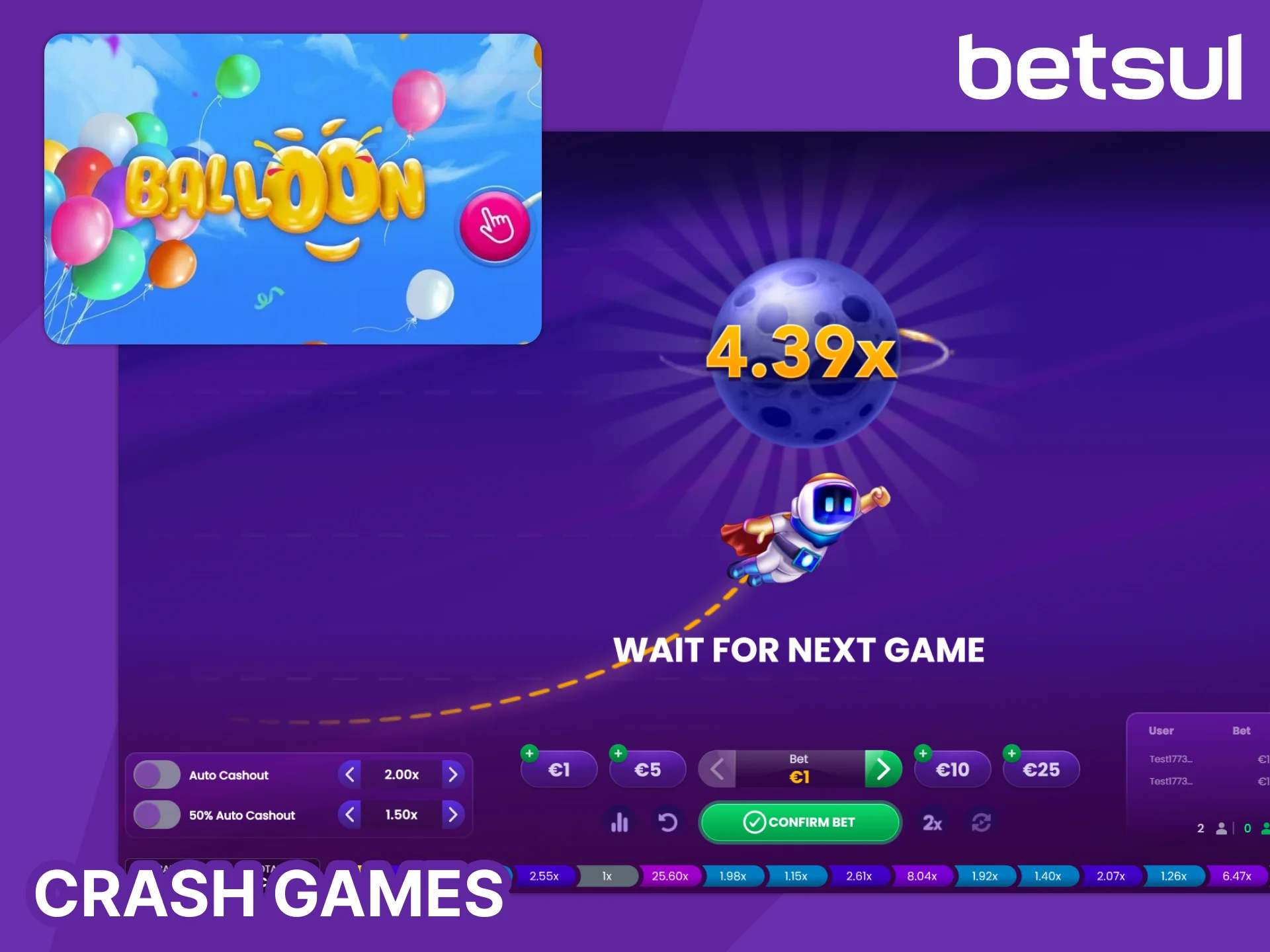 Aposte na rapidez e emoção dos Crash Games na Betsul.